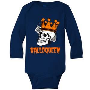 Fun Halloqueen Skull Queen Crown Happy Halloween Gift Baby Long Sleeve Bodysuit