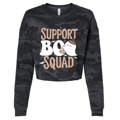 Funny Halloween School Support Boo Squad Costume Teacher Cute Gift Cropped Pullover Crew