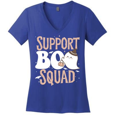 Funny Halloween School Support Boo Squad Costume Teacher Cute Gift Women's V-Neck T-Shirt