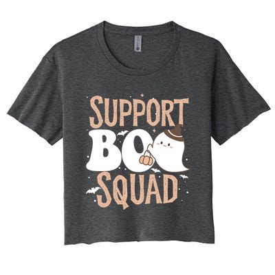 Funny Halloween School Support Boo Squad Costume Teacher Cute Gift Women's Crop Top Tee