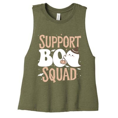 Funny Halloween School Support Boo Squad Costume Teacher Cute Gift Women's Racerback Cropped Tank