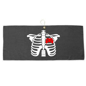 Funny Halloween Skeleton Gaming Video Gamer Gift Large Microfiber Waffle Golf Towel