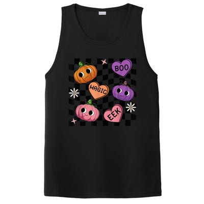 Funny Halloween Spooky Vibes Pumpkin Heart Boo Magic Checked PosiCharge Competitor Tank