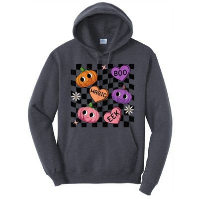 Funny Halloween Spooky Vibes Pumpkin Heart Boo Magic Checked Tall Hoodie