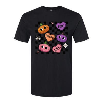 Funny Halloween Spooky Vibes Pumpkin Heart Boo Magic Checked Softstyle CVC T-Shirt