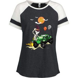 Funny Halloween Skeleton MonsterTruck Meaningful Gift Enza Ladies Jersey Colorblock Tee