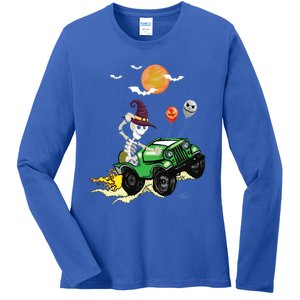 Funny Halloween Skeleton MonsterTruck Meaningful Gift Ladies Long Sleeve Shirt