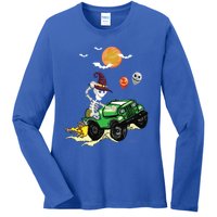 Funny Halloween Skeleton MonsterTruck Meaningful Gift Ladies Long Sleeve Shirt