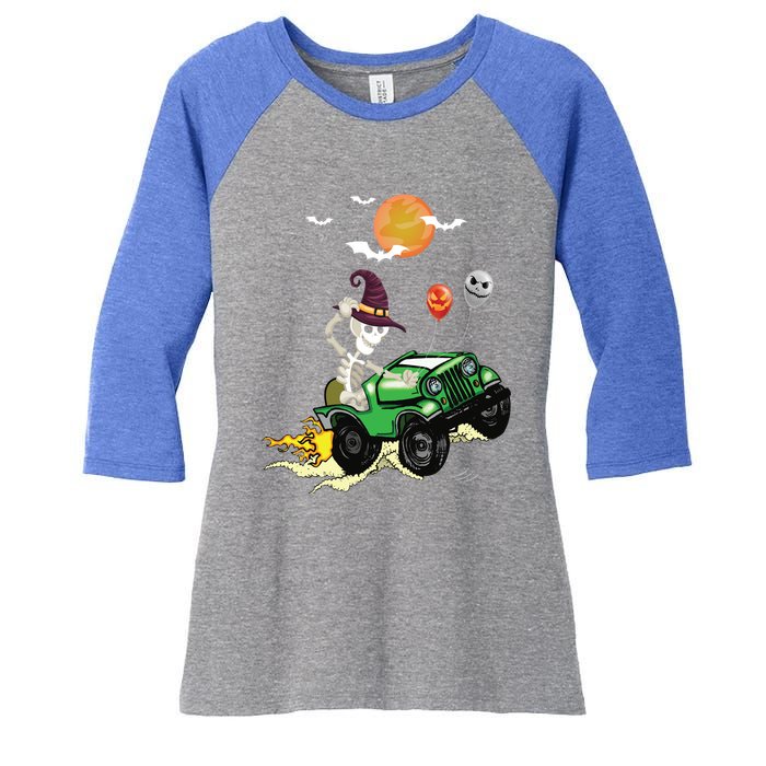 Funny Halloween Skeleton MonsterTruck Meaningful Gift Women's Tri-Blend 3/4-Sleeve Raglan Shirt