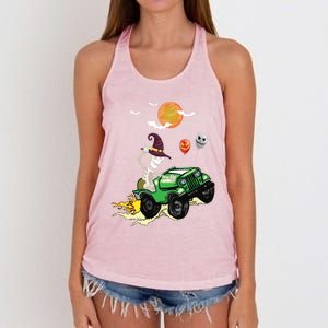 Funny Halloween Skeleton MonsterTruck Meaningful Gift Women's Knotted Racerback Tank