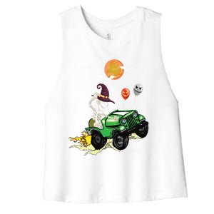 Funny Halloween Skeleton MonsterTruck Meaningful Gift Women's Racerback Cropped Tank