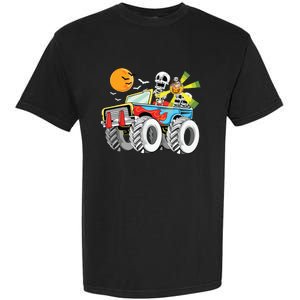 Funny Halloween Skeleton MonsterTruck Kids Boy Garment-Dyed Heavyweight T-Shirt