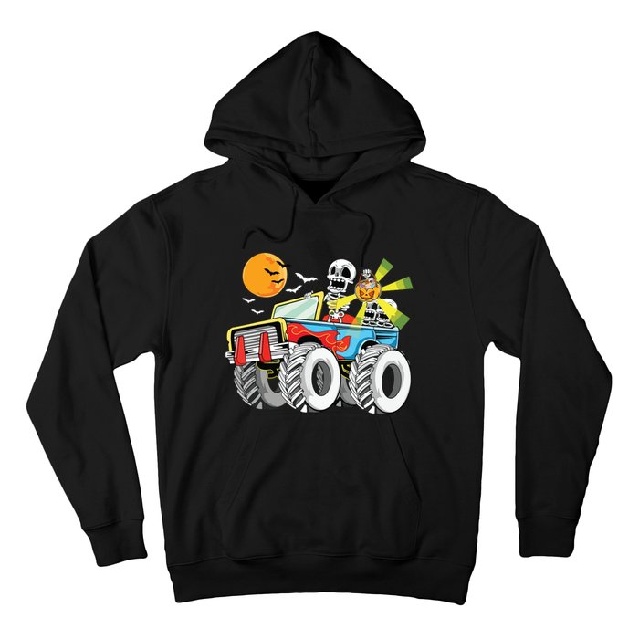 Funny Halloween Skeleton MonsterTruck Kids Boy Hoodie