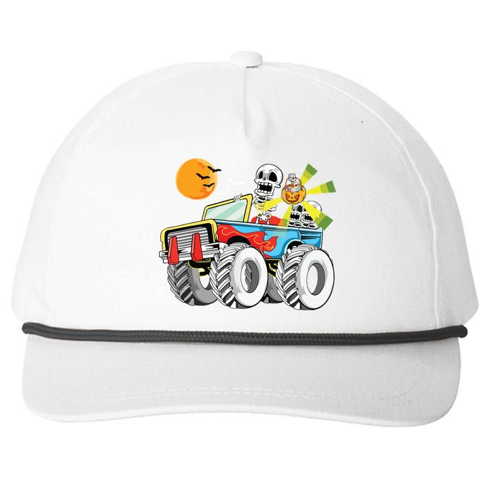 Funny Halloween Skeleton MonsterTruck Kids Boy Snapback Five-Panel Rope Hat