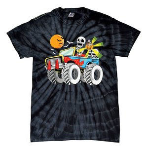 Funny Halloween Skeleton MonsterTruck Kids Boy Tie-Dye T-Shirt