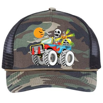 Funny Halloween Skeleton MonsterTruck Kids Boy Retro Rope Trucker Hat Cap