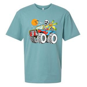 Funny Halloween Skeleton MonsterTruck Kids Boy Sueded Cloud Jersey T-Shirt