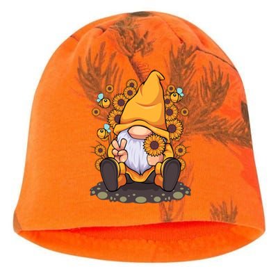 Funny Hippie Sunflower Gnome With Bee Flower Summer Design Gift Kati - Camo Knit Beanie