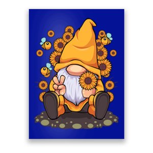 Funny Hippie Sunflower Gnome With Bee Flower Summer Design Gift Poster