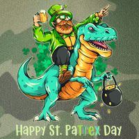Funny Happy St. PaTREX Day Leprechaun Riding Trex Dinosaur Legacy Tie Dye Trucker Hat