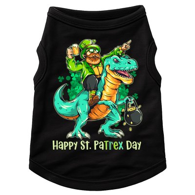 Funny Happy St. PaTREX Day Leprechaun Riding Trex Dinosaur Doggie Tank
