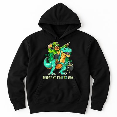 Funny Happy St. PaTREX Day Leprechaun Riding Trex Dinosaur Hoodie
