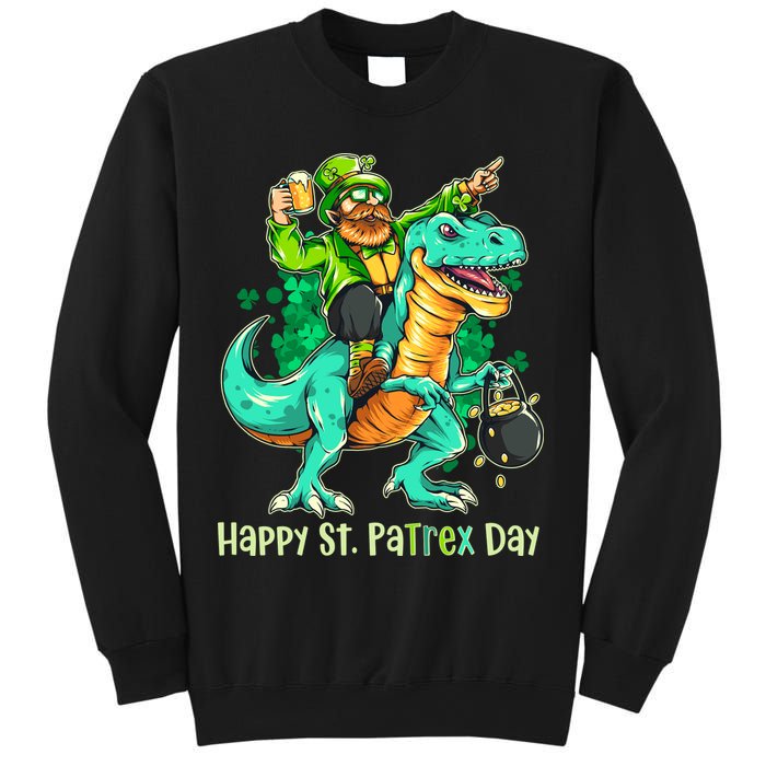 Funny Happy St. PaTREX Day Leprechaun Riding Trex Dinosaur Sweatshirt