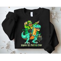 Funny Happy St. PaTREX Day Leprechaun Riding Trex Dinosaur Sweatshirt