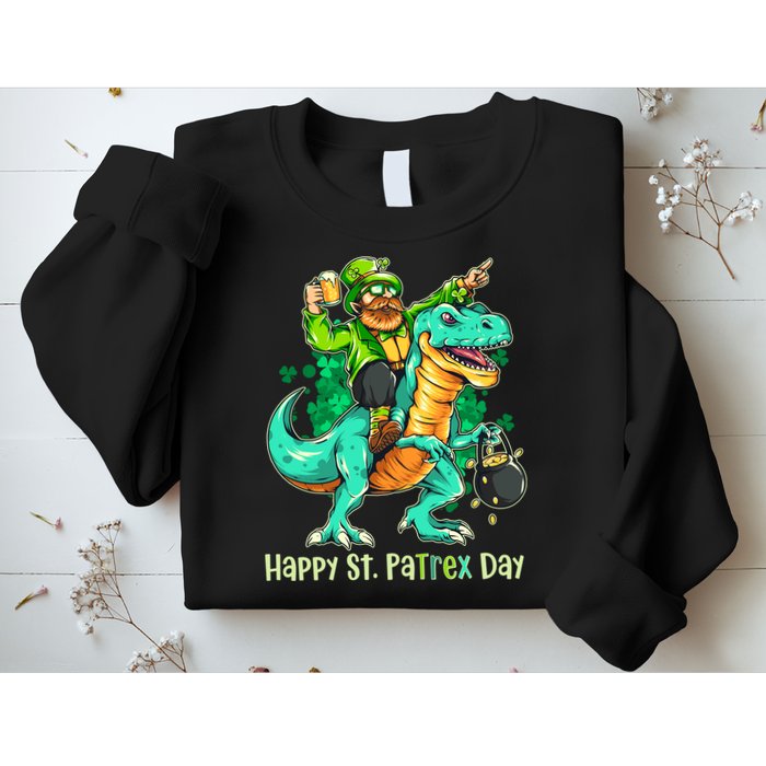 Funny Happy St. PaTREX Day Leprechaun Riding Trex Dinosaur Sweatshirt
