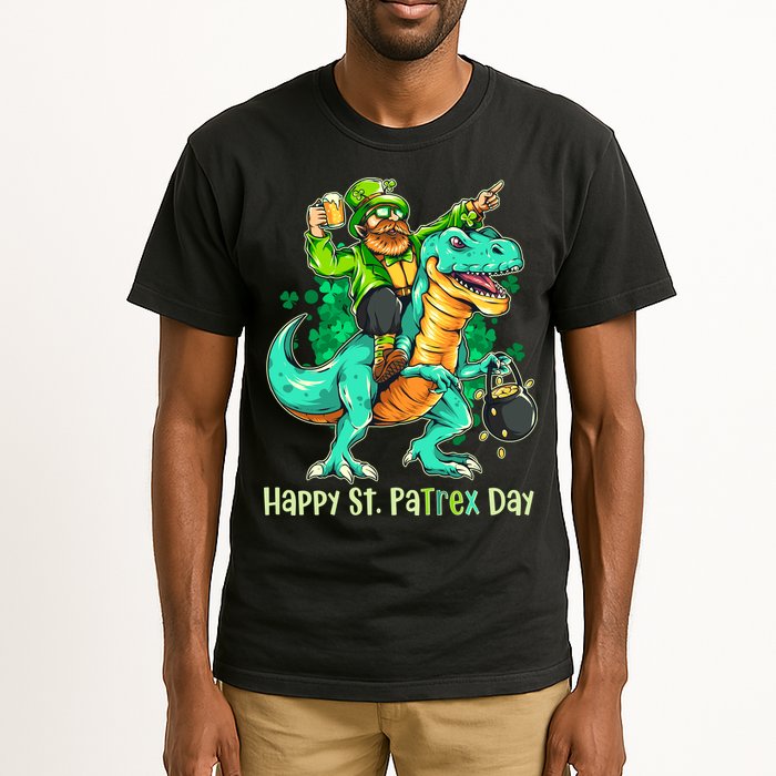 Funny Happy St. PaTREX Day Leprechaun Riding Trex Dinosaur Tall T-Shirt