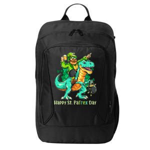 Funny Happy St. PaTREX Day Leprechaun Riding Trex Dinosaur City Backpack