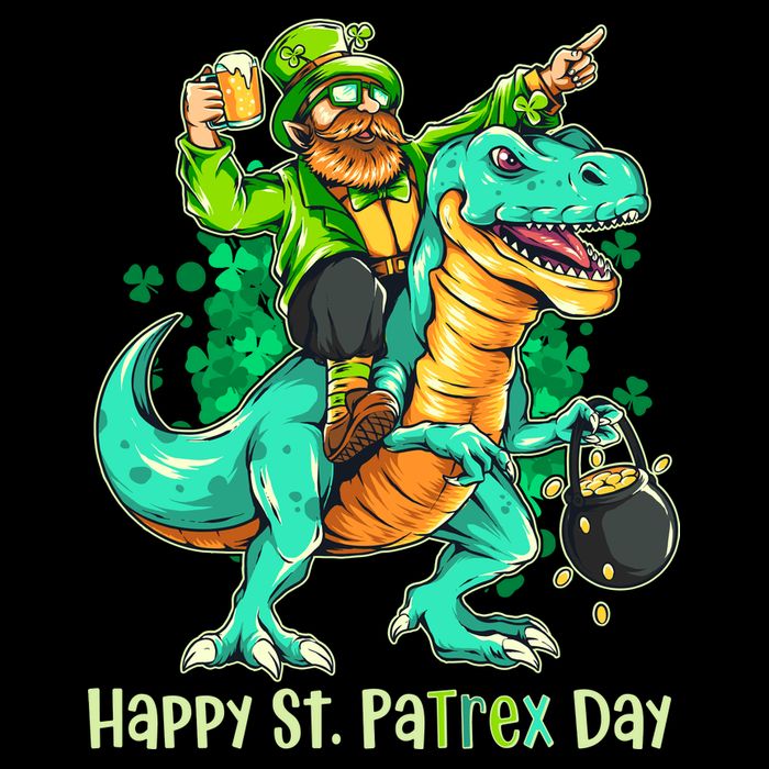 Funny Happy St. PaTREX Day Leprechaun Riding Trex Dinosaur Impact Tech Backpack