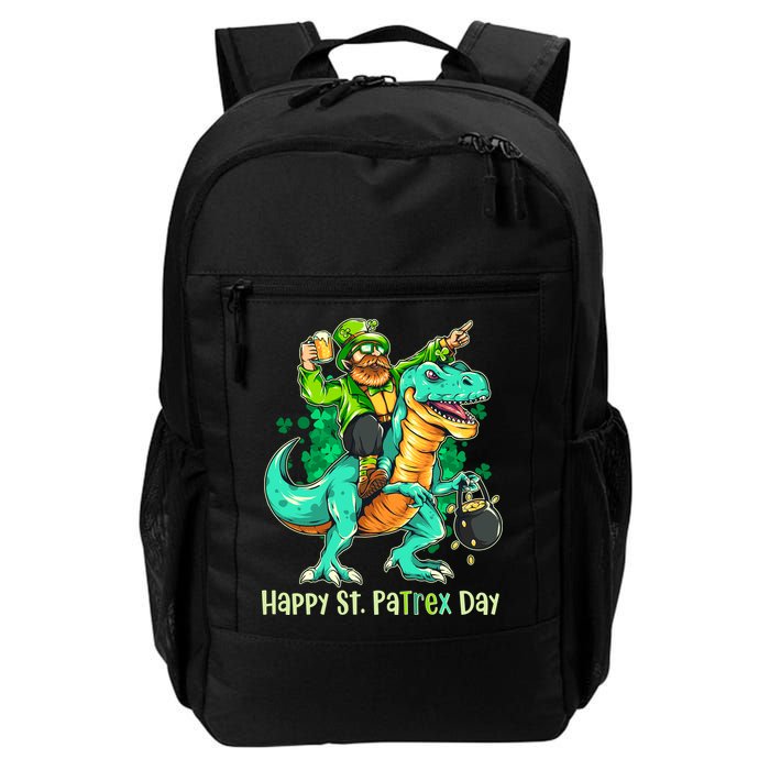 Funny Happy St. PaTREX Day Leprechaun Riding Trex Dinosaur Backpack