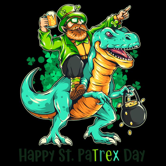 Funny Happy St. PaTREX Day Leprechaun Riding Trex Dinosaur Mug