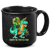 Funny Happy St. PaTREX Day Leprechaun Riding Trex Dinosaur 15oz Campfire Ceramic Mug