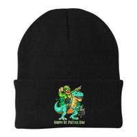 Funny Happy St. PaTREX Day Leprechaun Riding Trex Dinosaur Beanie