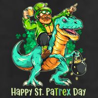 Funny Happy St. PaTREX Day Leprechaun Riding Trex Dinosaur Beanie