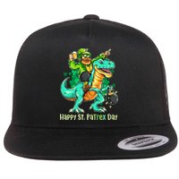 Funny Happy St. PaTREX Day Leprechaun Riding Trex Dinosaur Flat Bill Trucker Hat