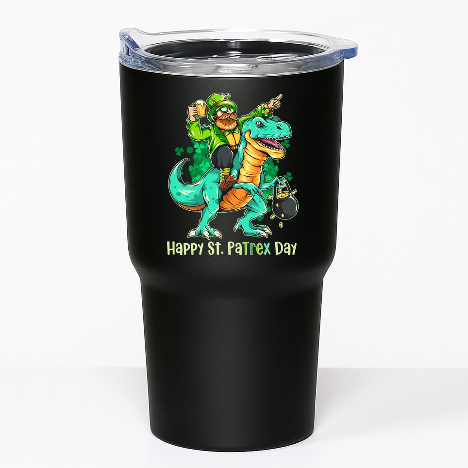 Funny Happy St. PaTREX Day Leprechaun Riding Trex Dinosaur Tumbler