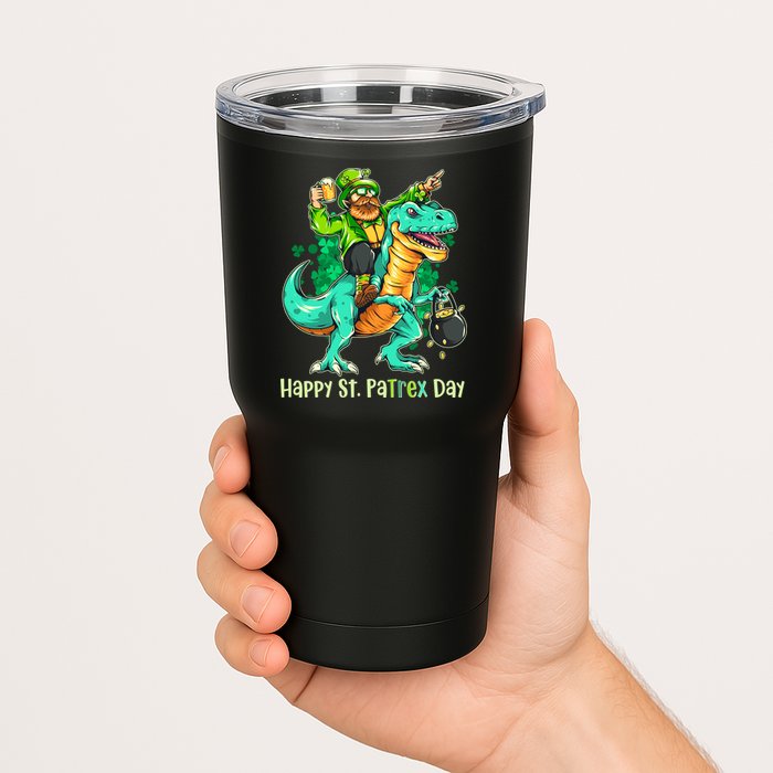 Funny Happy St. PaTREX Day Leprechaun Riding Trex Dinosaur Tumbler