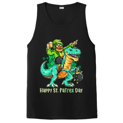 Funny Happy St. PaTREX Day Leprechaun Riding Trex Dinosaur PosiCharge Competitor Tank