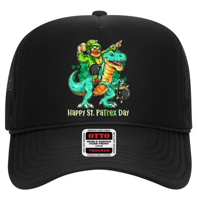 Funny Happy St. PaTREX Day Leprechaun Riding Trex Dinosaur Trucker Hat