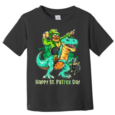 Funny Happy St. PaTREX Day Leprechaun Riding Trex Dinosaur Toddler T-Shirt