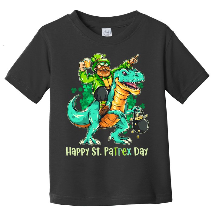 Funny Happy St. PaTREX Day Leprechaun Riding Trex Dinosaur Toddler T-Shirt