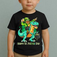 Funny Happy St. PaTREX Day Leprechaun Riding Trex Dinosaur Toddler T-Shirt