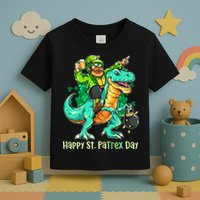 Funny Happy St. PaTREX Day Leprechaun Riding Trex Dinosaur Toddler T-Shirt