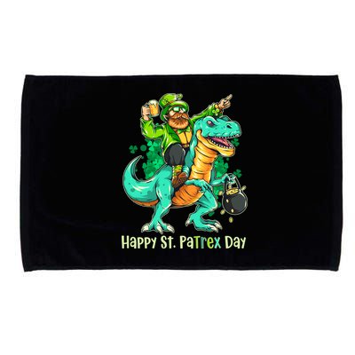 Funny Happy St. PaTREX Day Leprechaun Riding Trex Dinosaur Microfiber Hand Towel