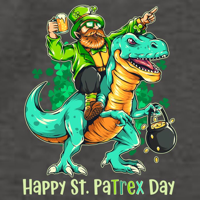 Funny Happy St. PaTREX Day Leprechaun Riding Trex Dinosaur Vector Backpack