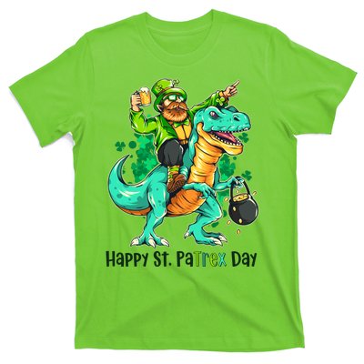 Funny Happy St. PaTREX Day Leprechaun Riding Trex Dinosaur T-Shirt