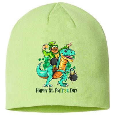 Funny Happy St. PaTREX Day Leprechaun Riding Trex Dinosaur Sustainable Beanie
